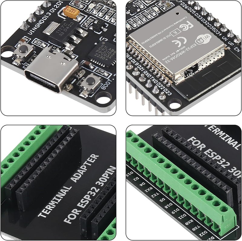 AiTrip 3 مجموعات 30 دبوس ESP32 ESP-32S نوع-C USB CP2102 لوحة تطوير + لوحة تفكيك ESP32 درع GPIO 1 إلى 2 لوحة 2.4GHz واي فاي بلوتوث ثنائية النواة - Image 3